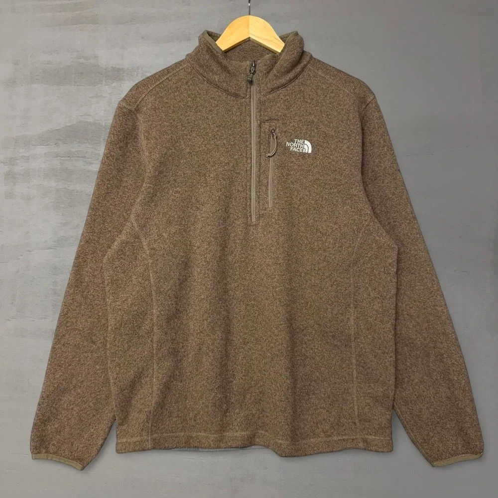 The North Face Gordon Lyons 1/4 Zip Fleece Pullover Brown‎ Heather Large